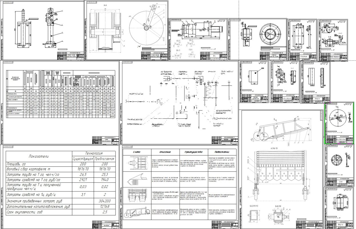 Чертеж Совершенствование механизации уборки картофеля путем модернизации картофелеуборочного комбайна КПК – 2 усовершенствованием выкапывающей части для реализации комбинированного способа уборки картофеля и овощных культур с гряд