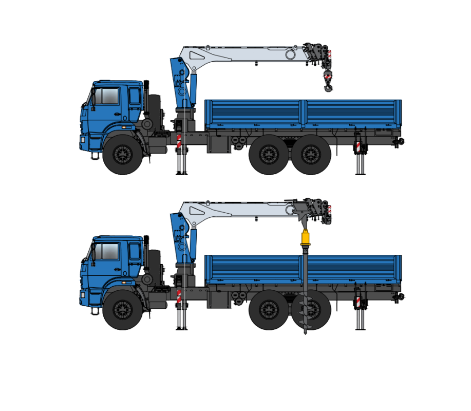 Чертеж Динамический блок КАМАЗа с КМУ-150