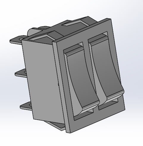 3D модель Кнопка 2 клавишная 16А