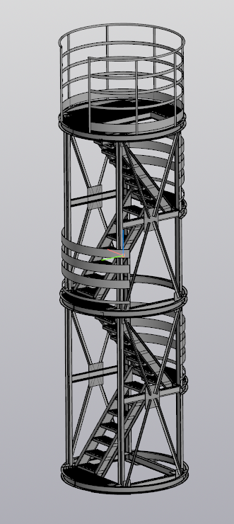 3D модель Лестница шахтная высотой 6500 и диаметром 2200
