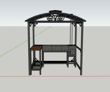 3D модель Мангал с навесом Дх2060Вх2459Шх1516