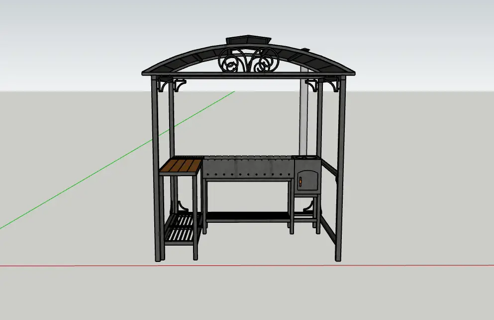 3D модель Мангал с навесом Дх2060Вх2459Шх1516
