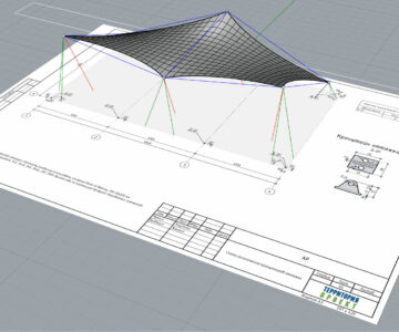 3D модель Мембранная тентовая конструкция навеса