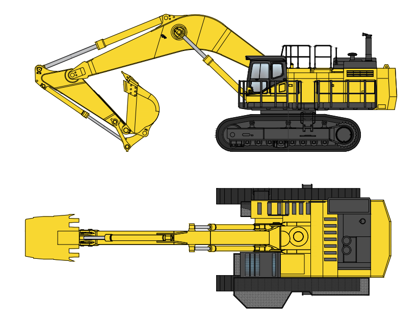 Чертеж Динамический блок экскаватора Komatsu PC1250-8