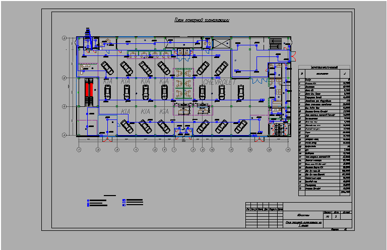 Чертеж Адресно-пороговая пожарная сигнализации в автосалоне ПС