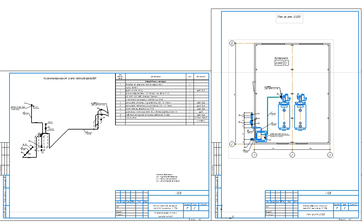 Чертеж Рабочая документация "Блочно-модульная котельная тепловой мощностью 1,2 МВт" Раздел ТСВ