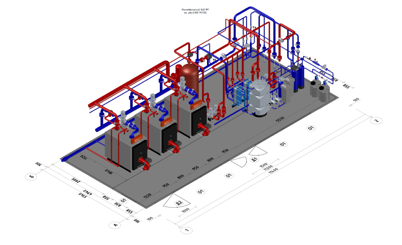 3D модель Раздел Технологические решения котельной 1200кВт