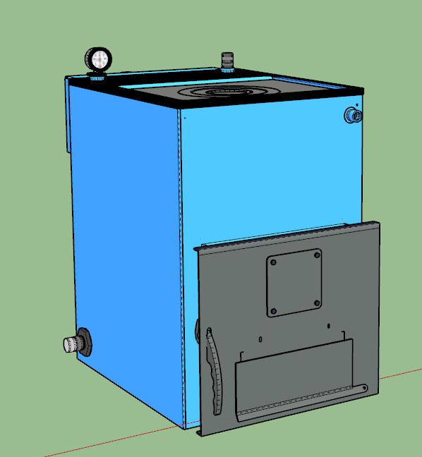 3D модель Котёл длительного горения на твёрдом топливе (уголь) 10кВт