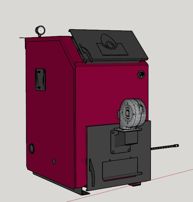 3D модель Котёл длительного горения на твёрдом топливе (уголь) 50кВт