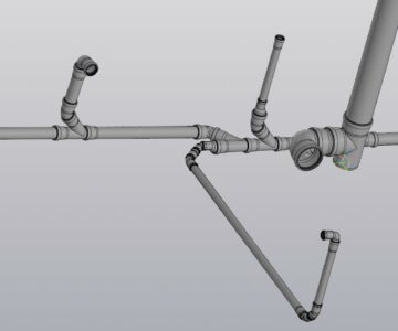 3D модель Канализация в сборе (трубы(d110, d50, d40, d32, уголки(90,45,30 градусов), тройник)