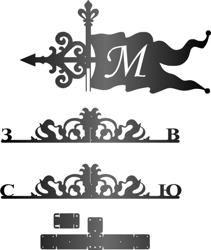 Чертеж Флюгер "флаг" полный комплект для резки