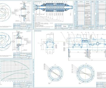 Чертеж Расчет центробежного насоса для заданной сети (Расход - 230 м^3/ч)