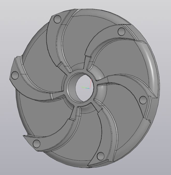 3D модель Рабочее колесо открытого типа (диаметр посадки на вал 50 мм, 6 лопостей)