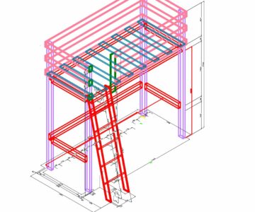 3D модель Кровать двухъярусная 2400х1320х2300