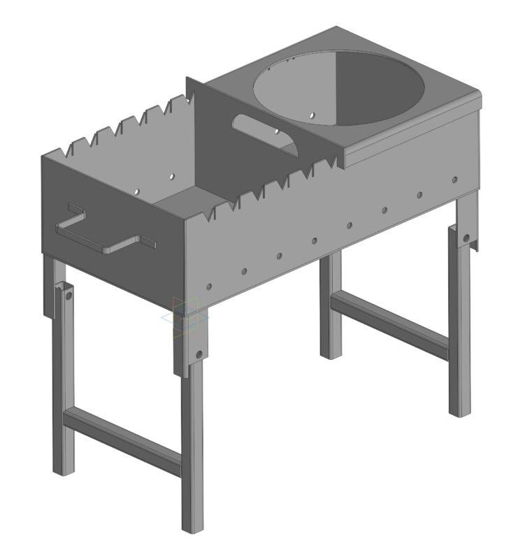 3D модель Мангал 600х300х580 с толщиной 3 мм.