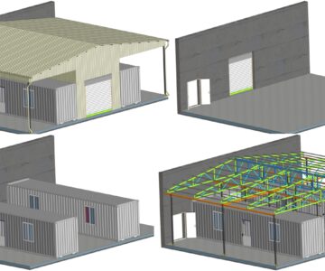 3D модель Мастерская с двумя грузовыми контейнерами 12100х15300х5560