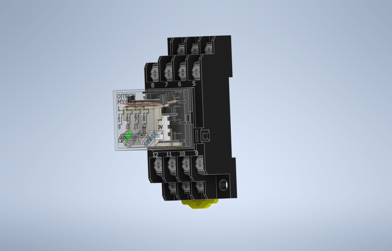 3D модель Реле промежуточное MY4N-J с колодкой PYF14A