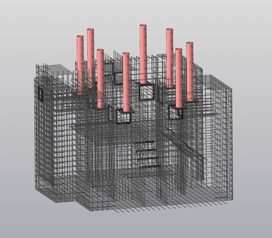 3D модель 3D модель армировки фундамента под электрооборудование