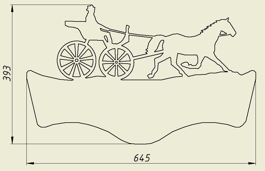 3D модель Адресная табличка 645x393 с кучером в повозке и лошадью