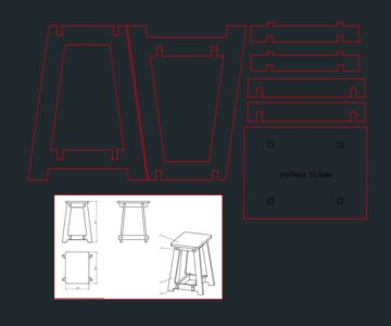 Чертеж Табуретка 260х360х470 мм