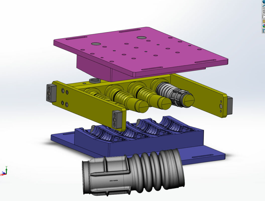 3D модель 3-Д сборка 4-х местной пресс-формы на резиновый шланг