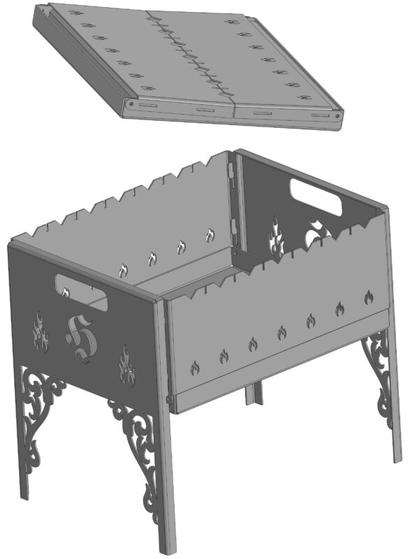 3D модель Складной мангал 406х302х354