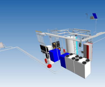 3D модель ИТП с тепловыми насосами и солнечными коллекторами