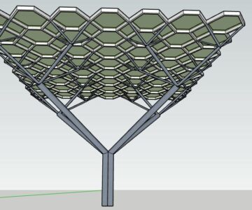 3D модель Плоская сетчатая крыша на одной опоре