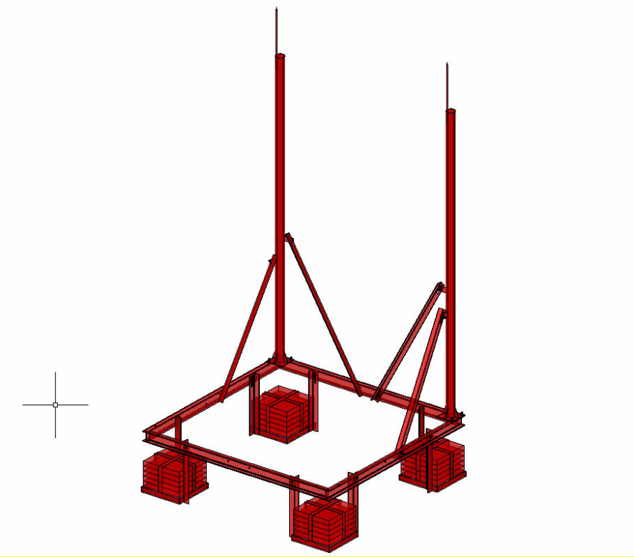 3D модель Пригруженная антенная опора 2*2