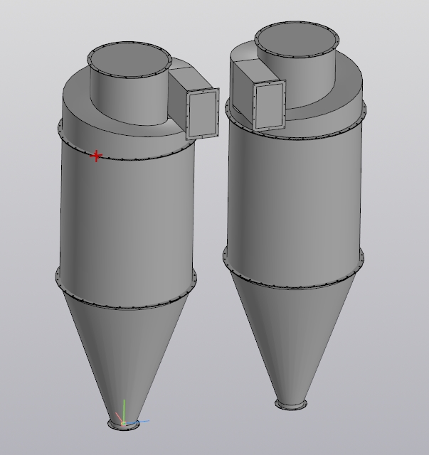 3D модель Габаритная модель циклонов ЦОЛ-12000