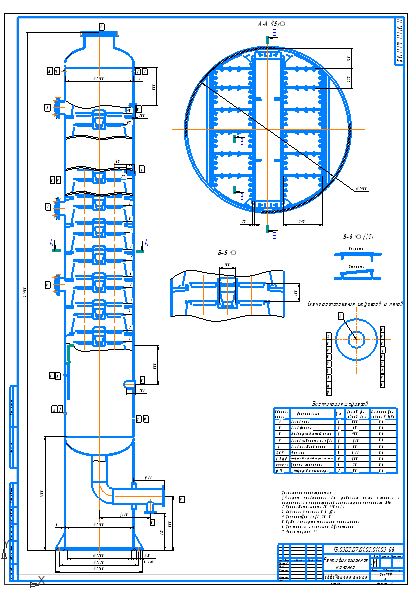 Чертеж Расчёт ректификационной колонны для разделения бинарной смеси - метанол – изопропанол