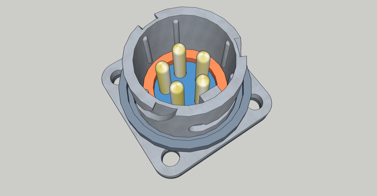 3D модель 3D-модель разъем SZC FQ18-5pin ZJ быстроразъёмнsq 5-ти контактный панельный