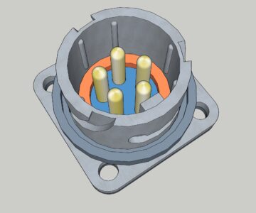 3D модель 3D-модель разъем SZC FQ18-5pin ZJ быстроразъёмнsq 5-ти контактный панельный