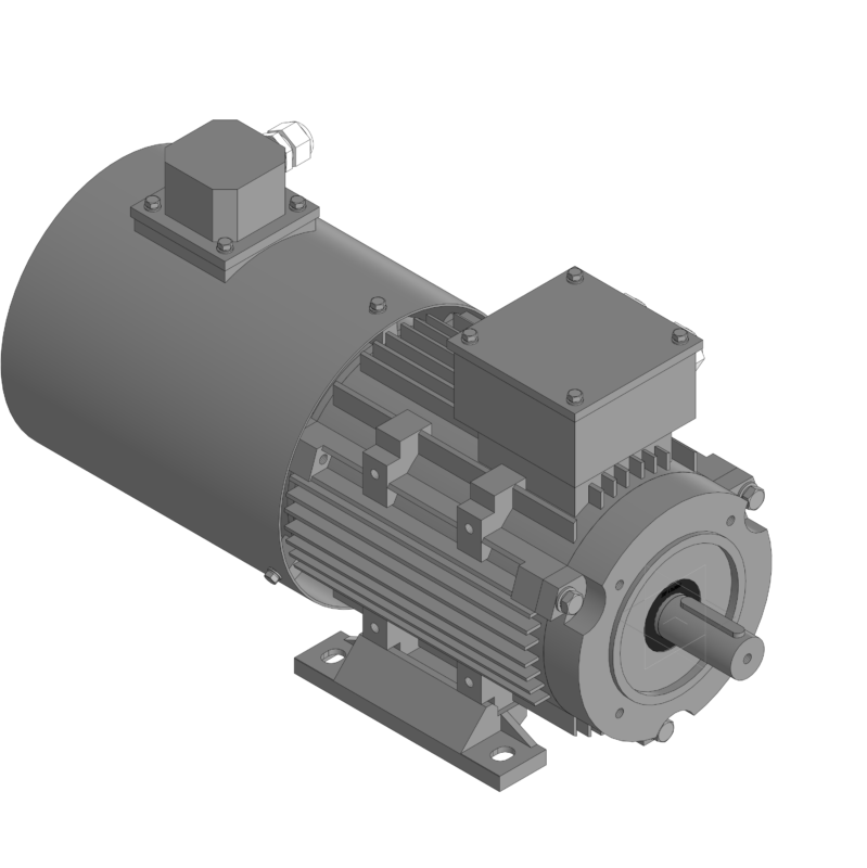 3D модель 3D модель электродвигателя АИС100LB4BУ2 исп. 2181 с принуд. вент. G-100B