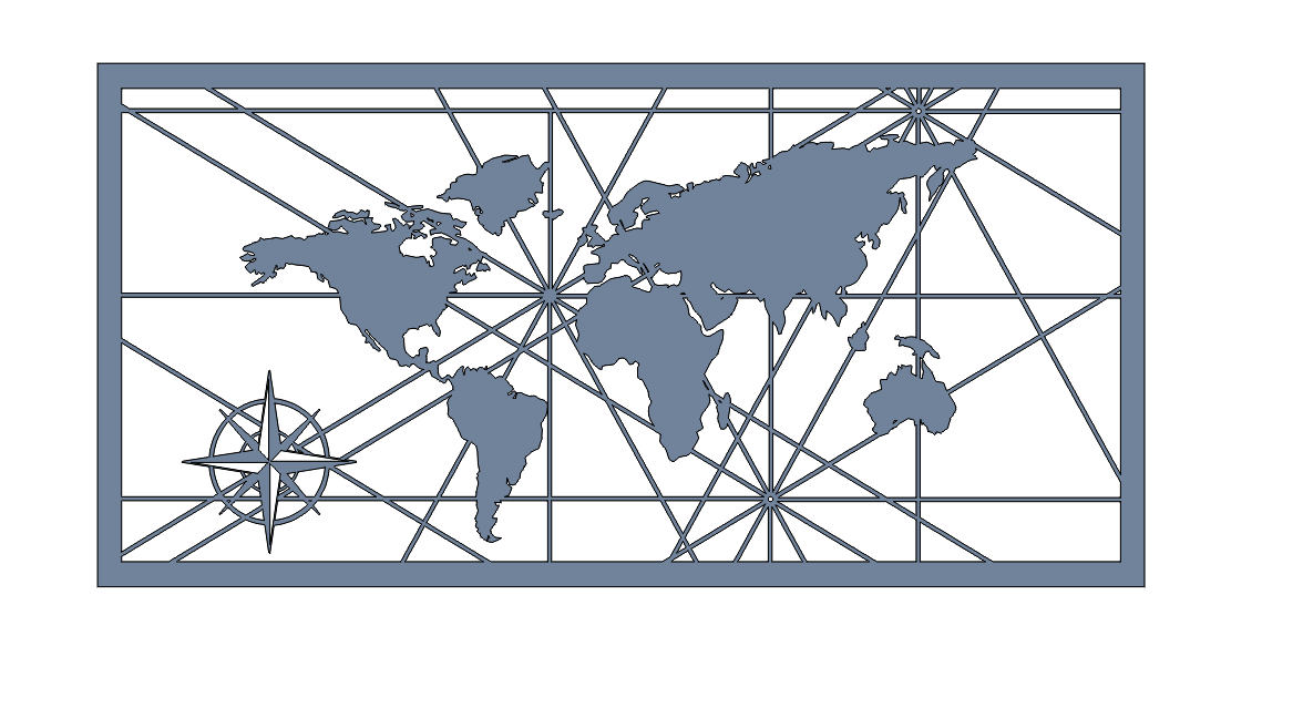 Чертеж Карта мирра в dxf формате. 800х400мм