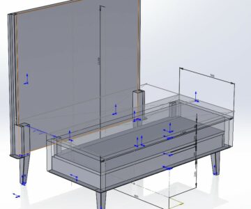 3D модель Деревянный каркас мягкого диванчика для кафе