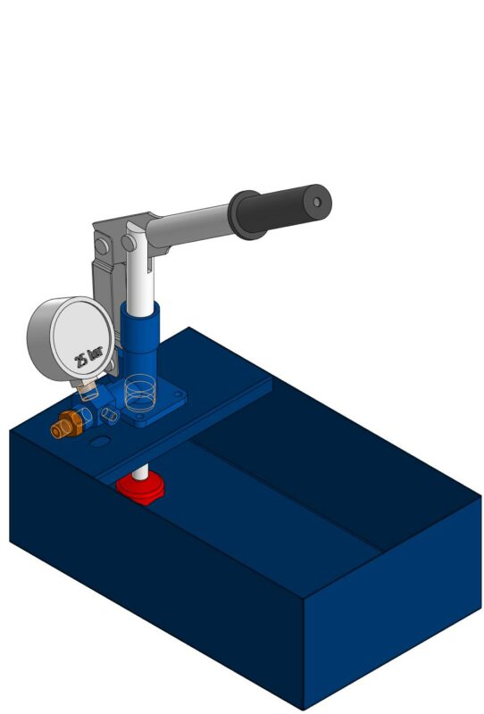 3D модель Опрессовочный насос ручной - Ручной опрессовщик (30 Бар, 1,5 л/мин, Объем бака 5,4 л, Рабочая жидкость Вода/Масло)