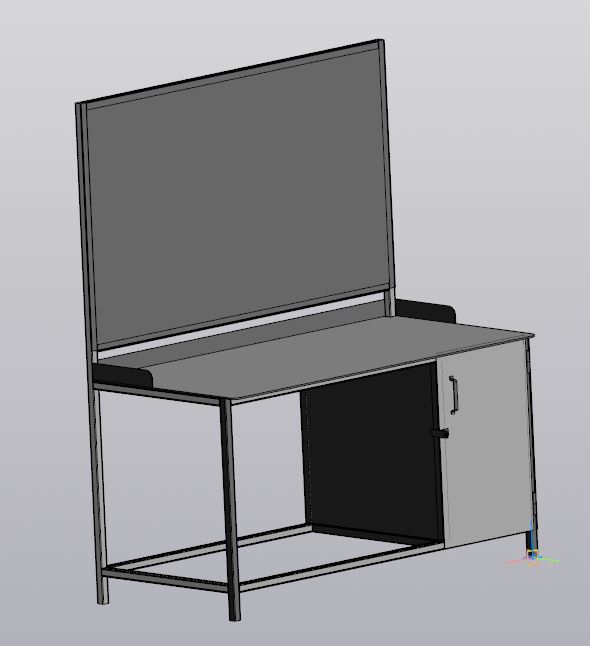3D модель Стол слесарный со створкой и ящиками