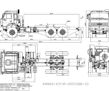 Чертеж Габаритный чертеж Шасси Камаз 43118-1098-10