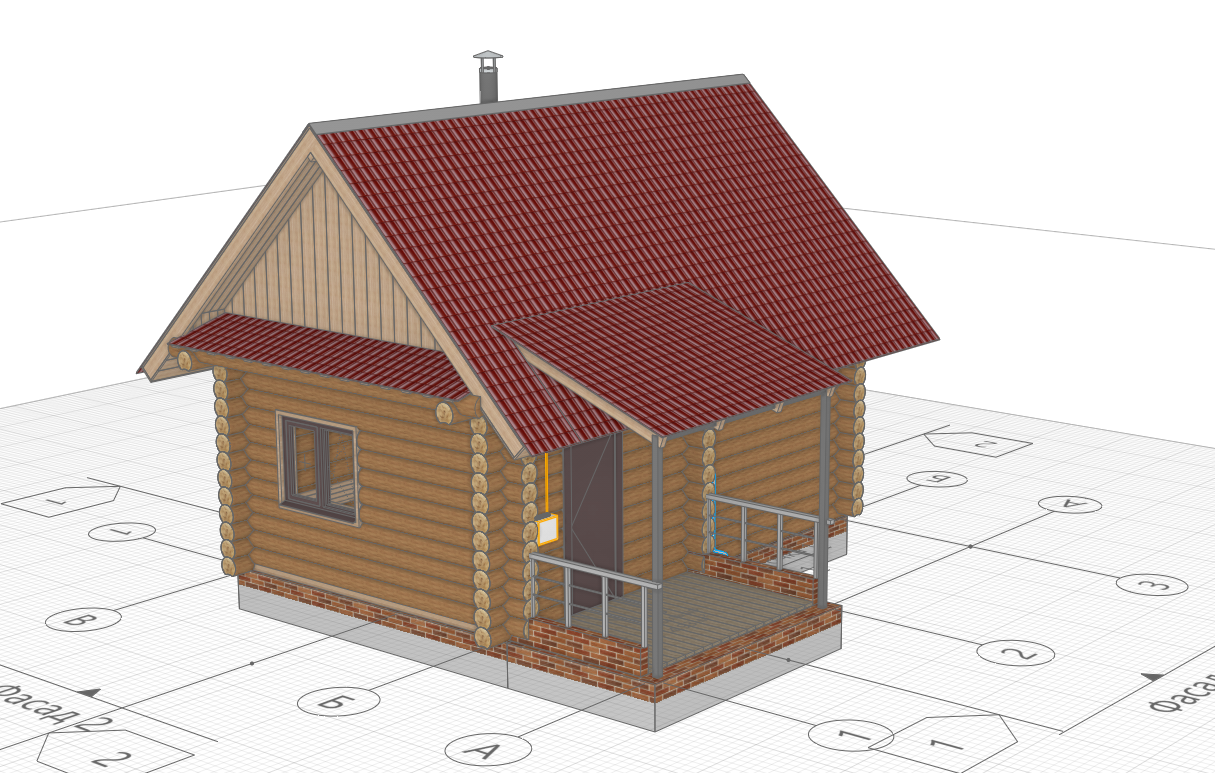 3D модель Проект бани 6.0х4.0