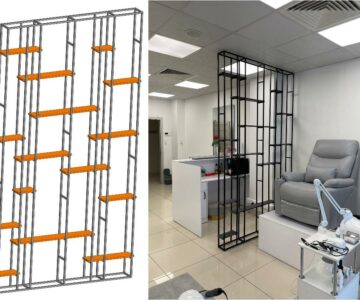 3D модель Стеллаж перегородка 1450х150х2635мм из профиля 15х15мм