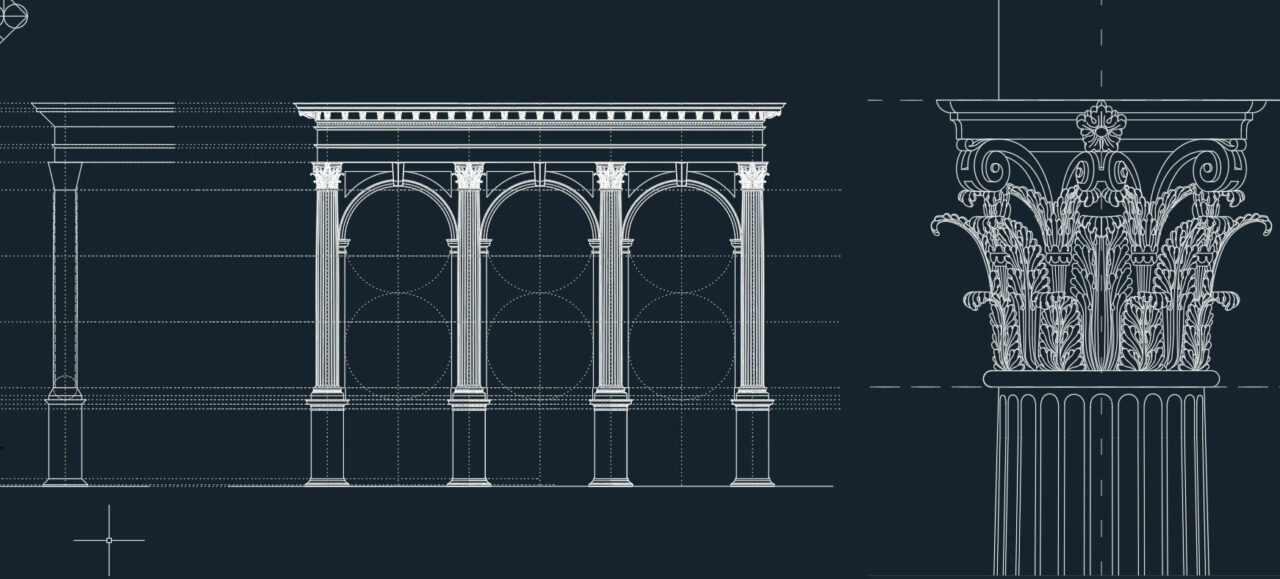 Чертеж Аркада полного коринфского ордера