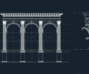 Чертеж Аркада полного коринфского ордера