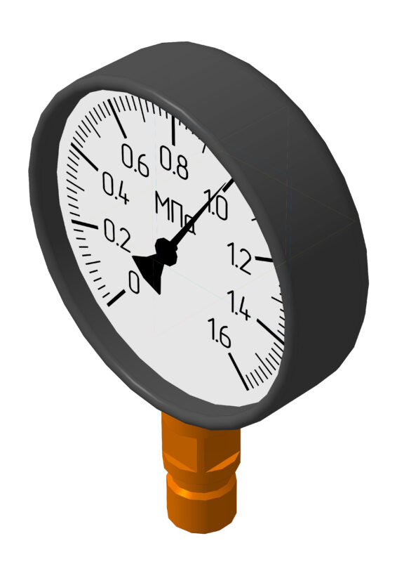 3D модель Манометр МТ-100 резьба G 1/2" 1,6 МПа 100мм