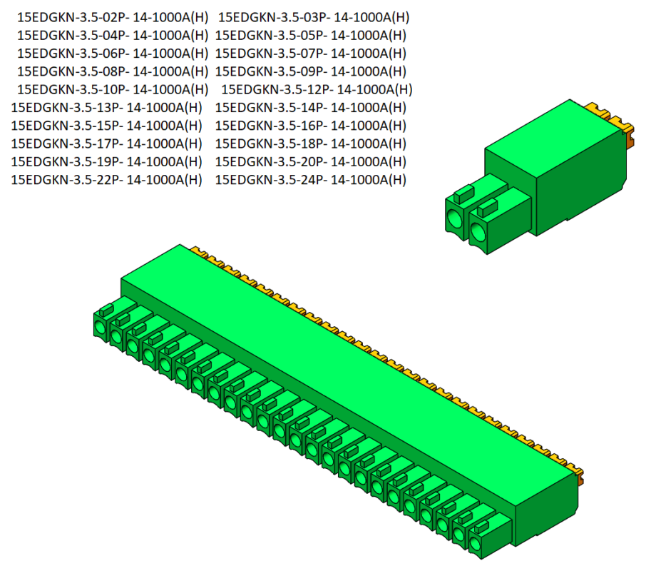 3D модель Разъемный клеммный блок 15EDGKN-3.5-02P- 14-1000A(H)