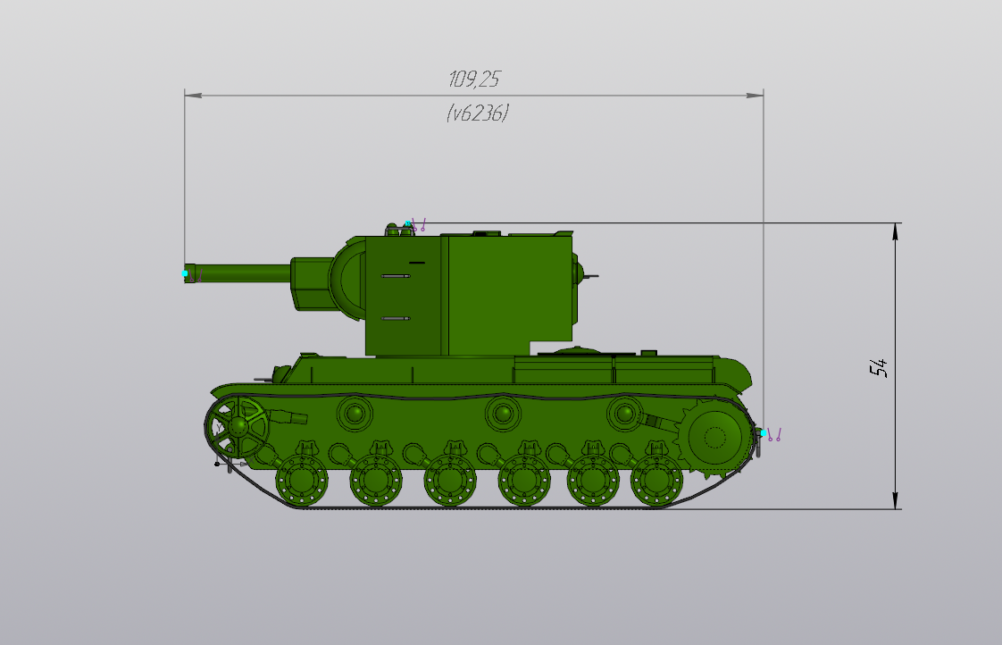 3D модель Модель советского тяжёлого танка КВ-2