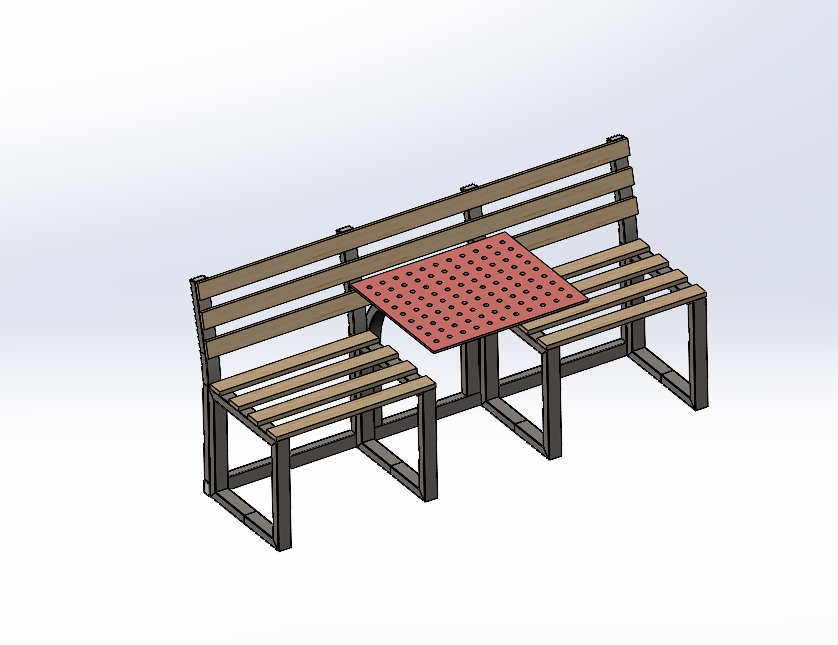 3D модель Скамейка с встроенным столом