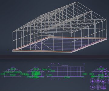 3D модель Проект теплицы из металлической трубы 60х2 шириной 10м, c 3d моделью.