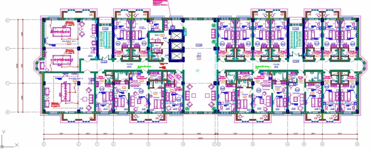 Чертеж Гостиница на 105 номеров район IIIA. Раздел ТХ.