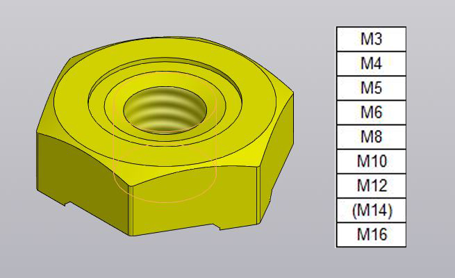 3D модель Гайки шестигранные приварные